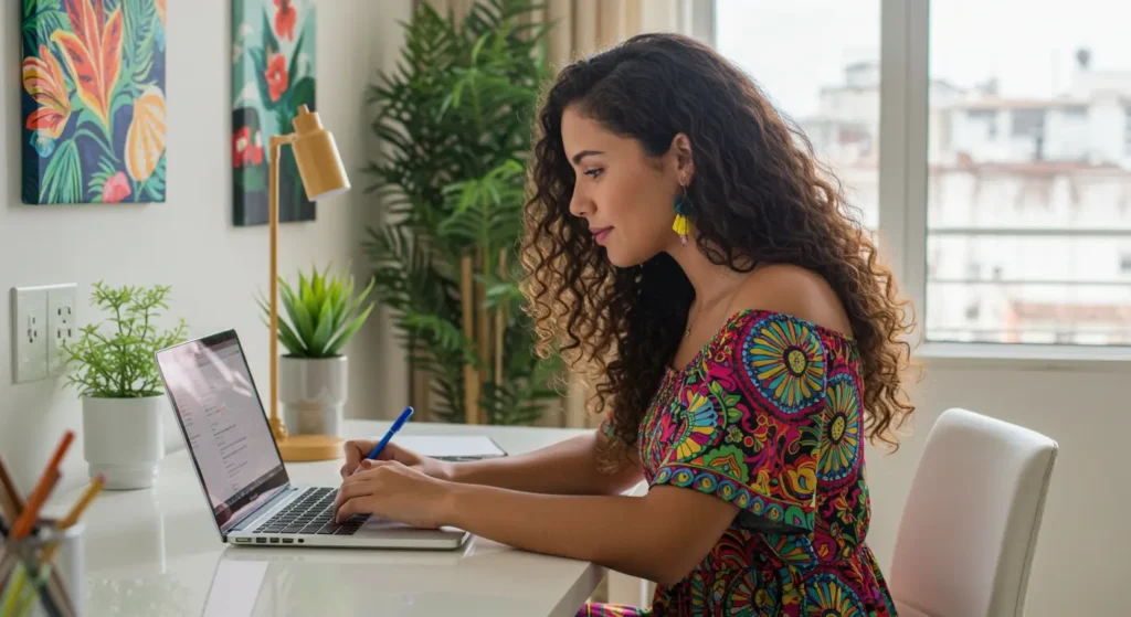 mulher fazendo serviço de social media