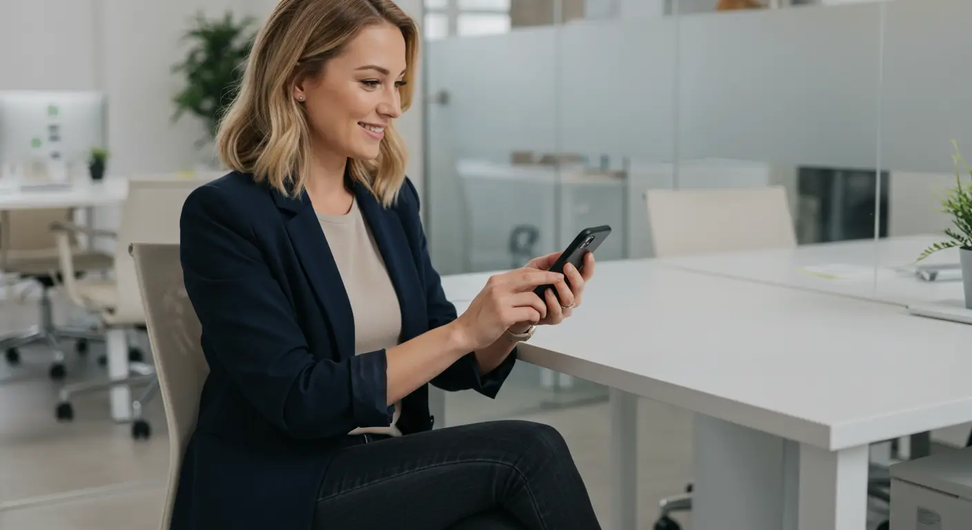 Mulher mandando mensagem para prospectar clientes de social media