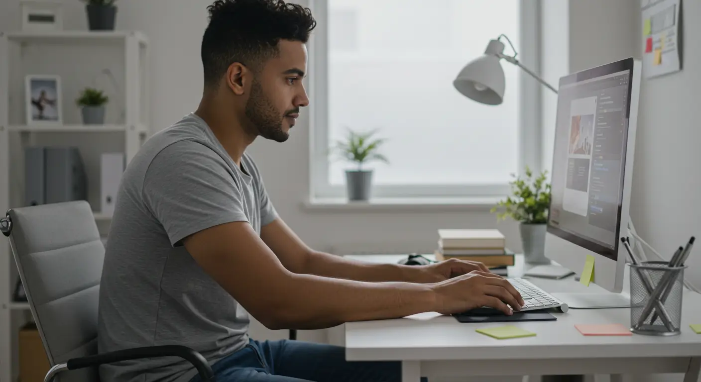 social midia trabalhando no pc