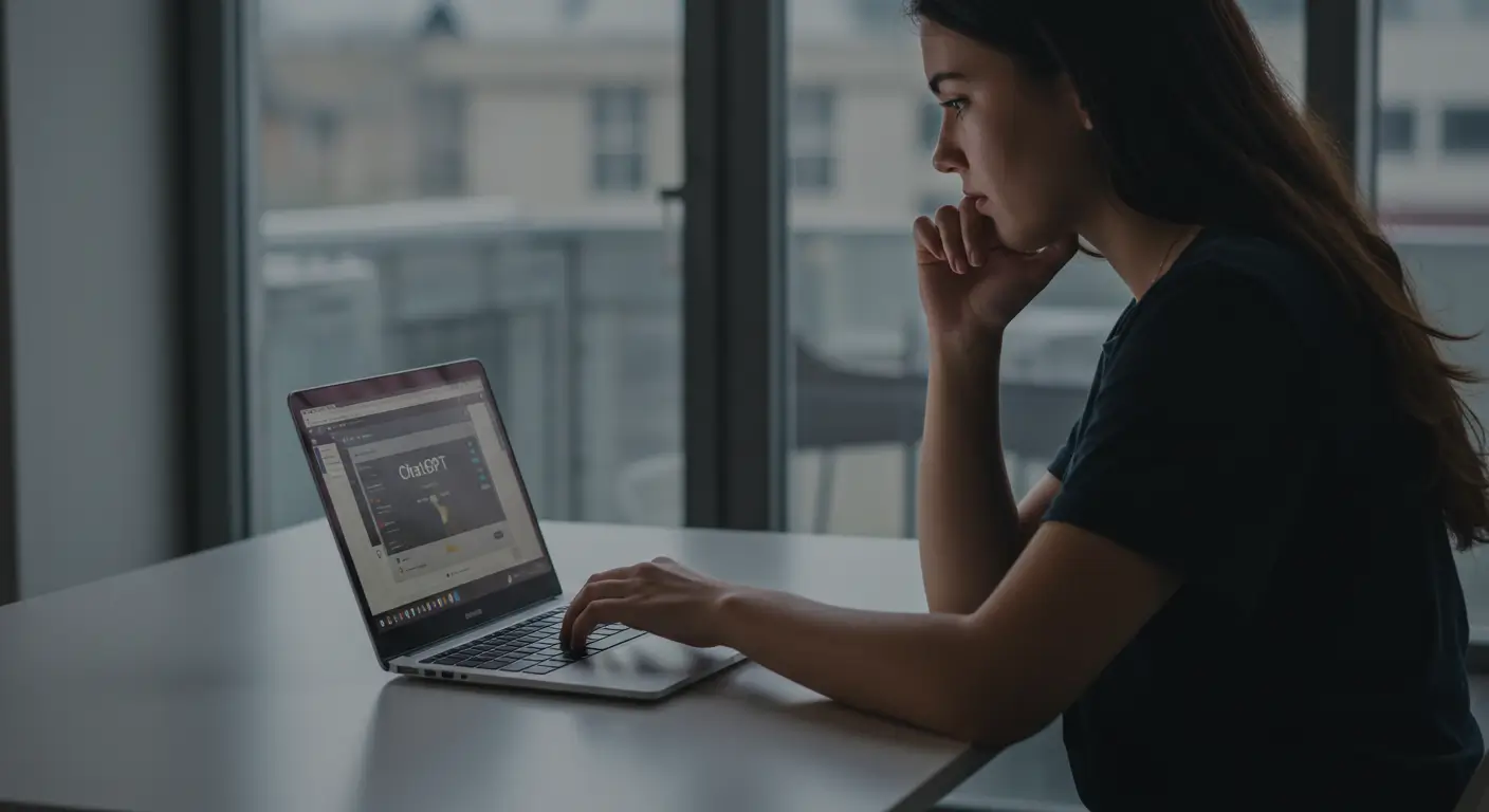 mulher usando prompt no chatgpt para social media