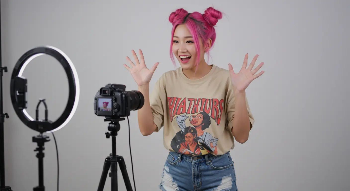 influenciadora digital criando conteúdo