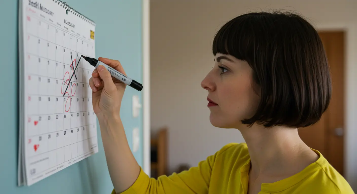 mulher riscando calendário