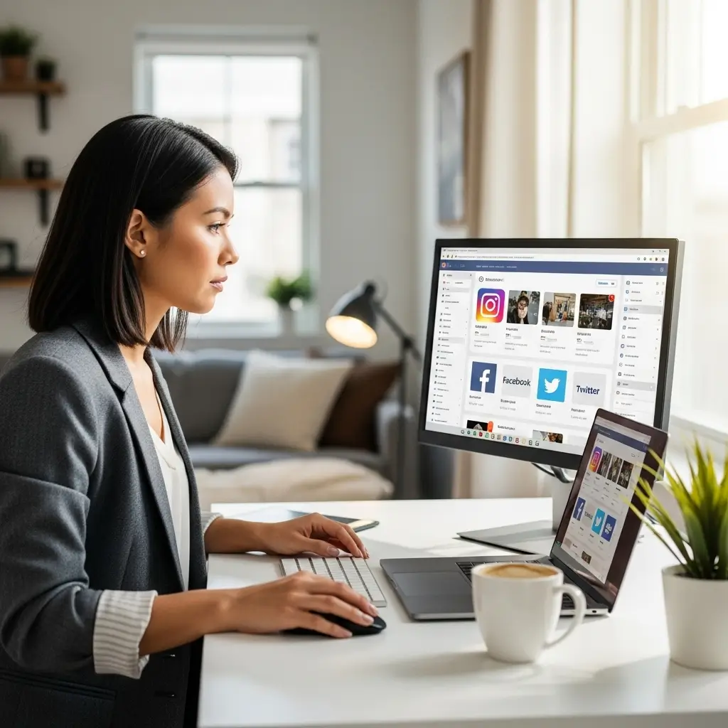 social media trabalhando